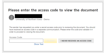 Access code to view document 