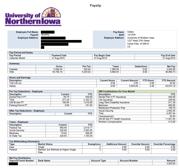 Sample of a Payslip