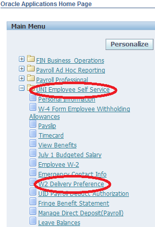 Select UNI Employee or UNI Student Employee Self Service