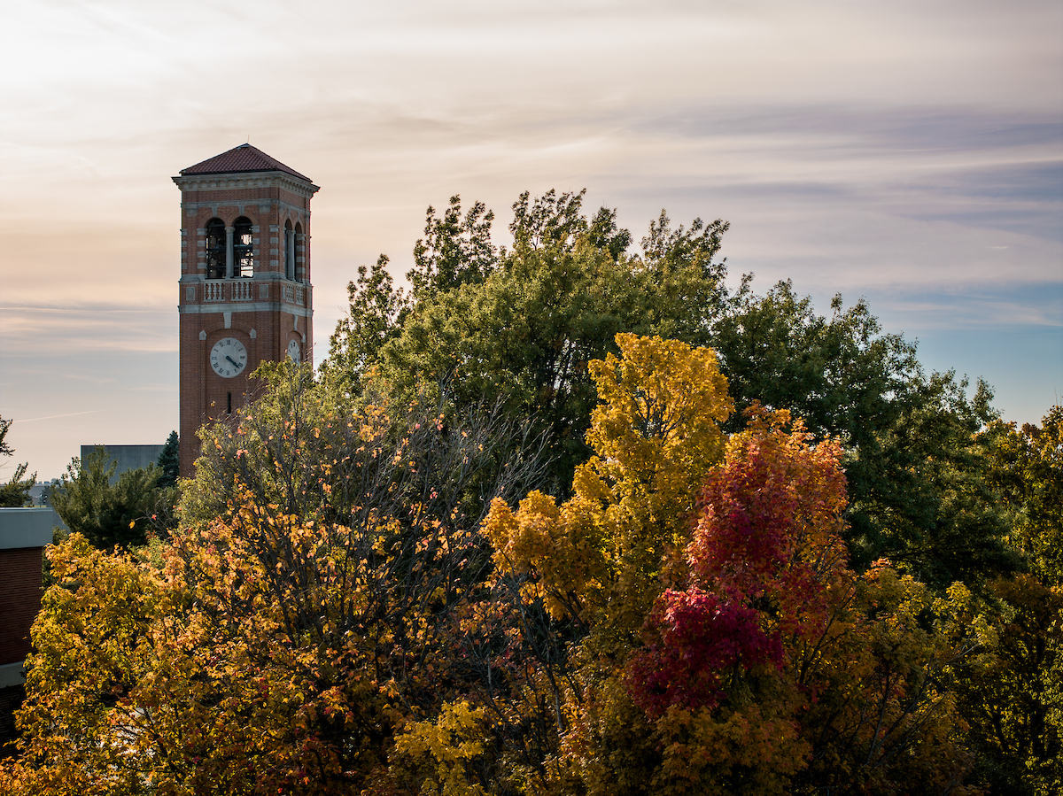 campanile in fall