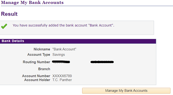 confirmation of account and routing numbers