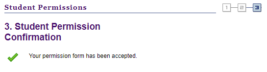 Student Permissions Confirmation Page