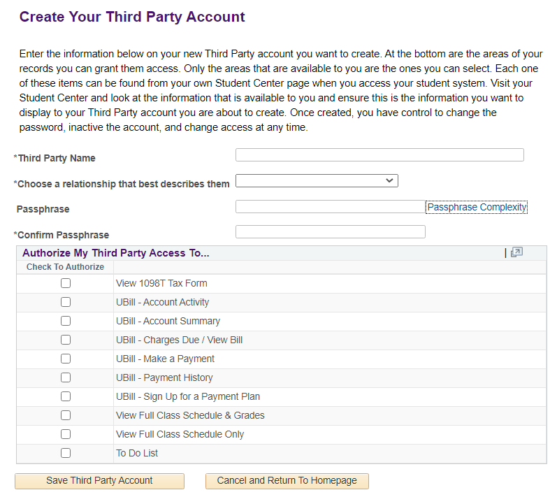 Create Your Third Party Account