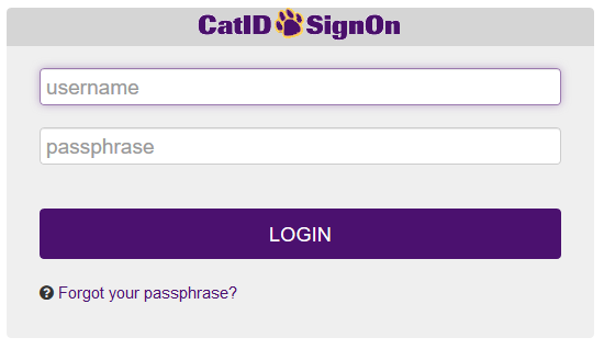 CatID Login Screen